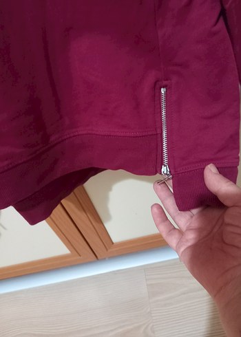 52 Beden bordo Renk Battal beden omuz ve zımba detaylı sweat 56 beden