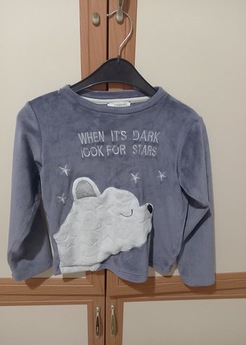 6 Yaş Beden catherine's marka Erkek Çocuk Gri Baskılı kadife Pijama Takımı