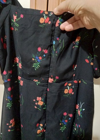 yaka detaylı çiçekli şifon elbise - Görsel 8