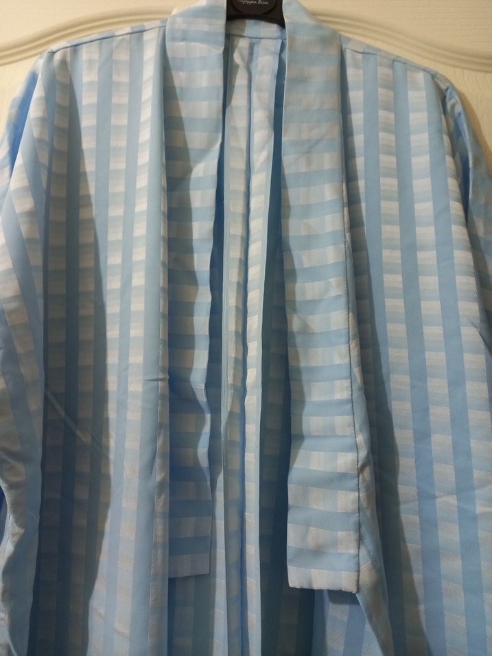 büyük beden mavi renk ipek şifon sabahlık - Görsel 4