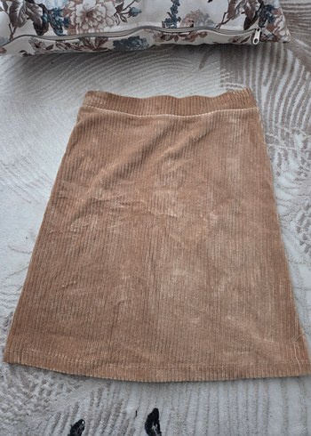 Düğmeli Kahverengi Süet etek - Görsel 2