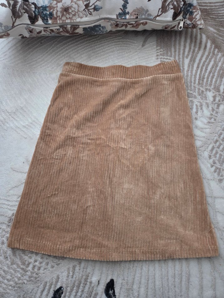 Düğmeli Kahverengi Süet etek - Görsel 2