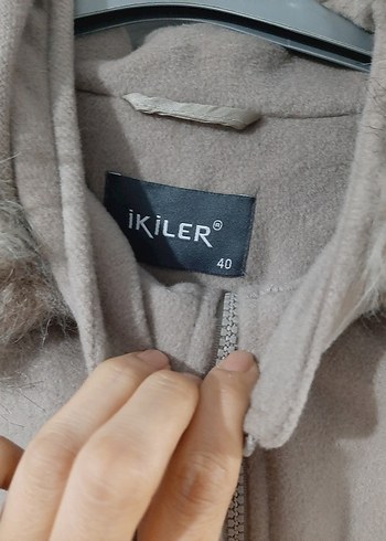 Kürklü Bej Midi Kadın Kaban - Görsel 2