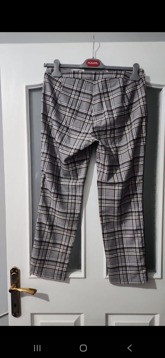 Ekose Kadın Kumaş Pantolon - Görsel 5