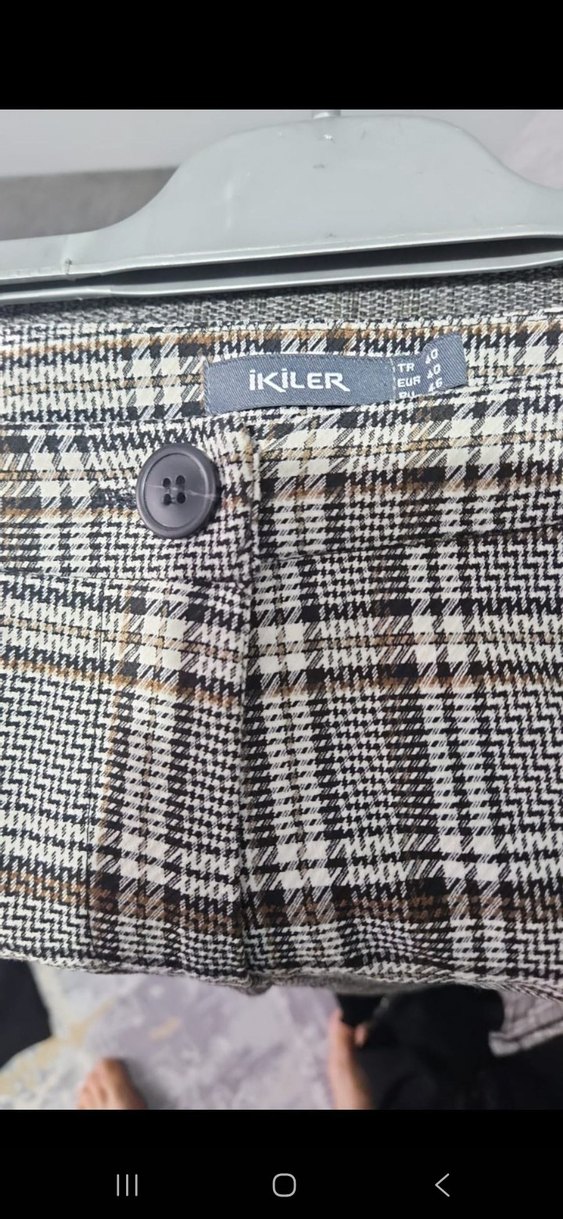 Ekose Kadın Kumaş Pantolon - Görsel 3