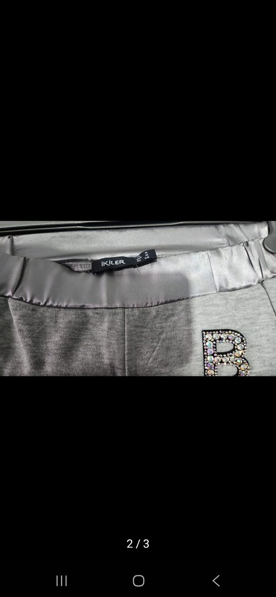 Gri Kadın Salaş Spor Eşofman Altı - Görsel 2