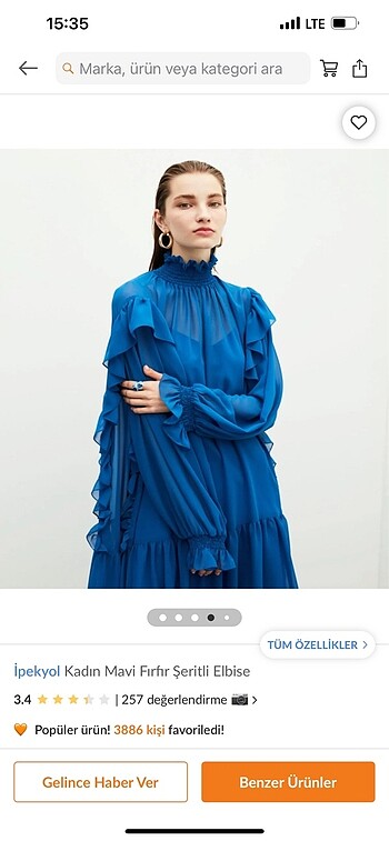 xs Beden İpekyol şifon elbise mavi fırfır şeritli elbise