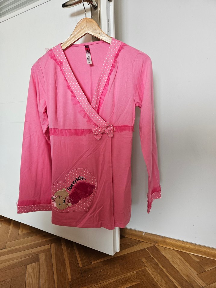 Diger Pembe V Yaka Lohusa Sabahlık ve tişört - Görsel 4