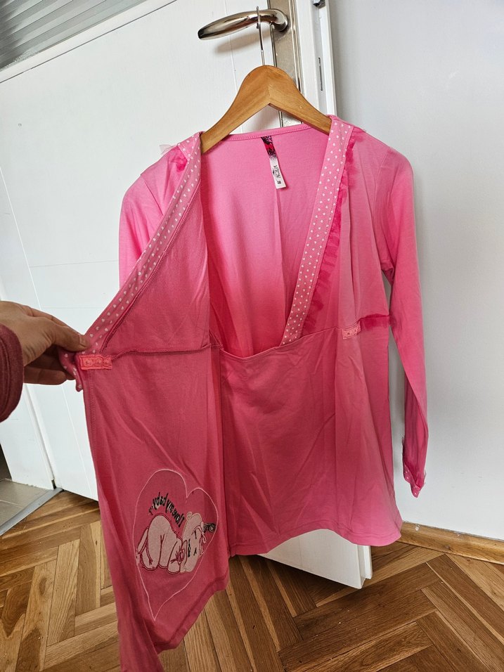 Diger Pembe V Yaka Lohusa Sabahlık ve tişört - Görsel 5