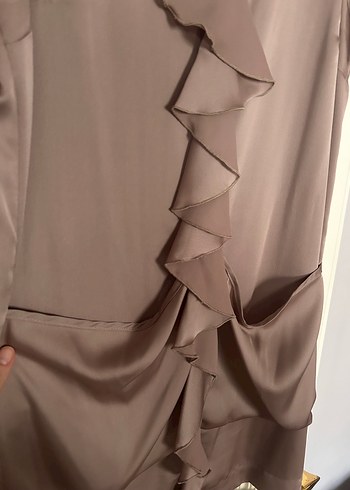 Mini Saten Fırfırlı Elbise - Görsel 3