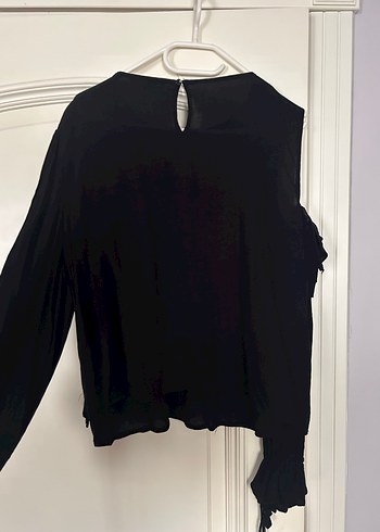 Nakışlı, Fırfırlı Siyah Bohem Bluz - Görsel 5