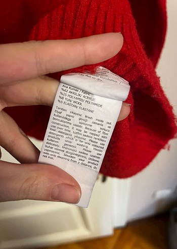 V Yaka Kırmızı Triko ipekyol Kazak - Görsel 3