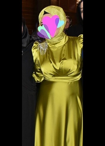 Hennin yağ yeşili abiye - Görsel 5