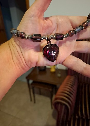 Yargıcı kalpli taşlı Kolye - Görsel 5