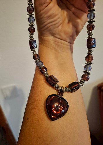 Yargıcı kalpli taşlı Kolye - Görsel 6