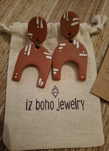 İz boho el yapımı tasarım seramik küpe