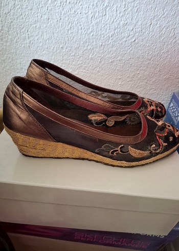 Aldino Kahverengi Nakışlı Kadın Dolgu Topuk Espadril - Görsel 2