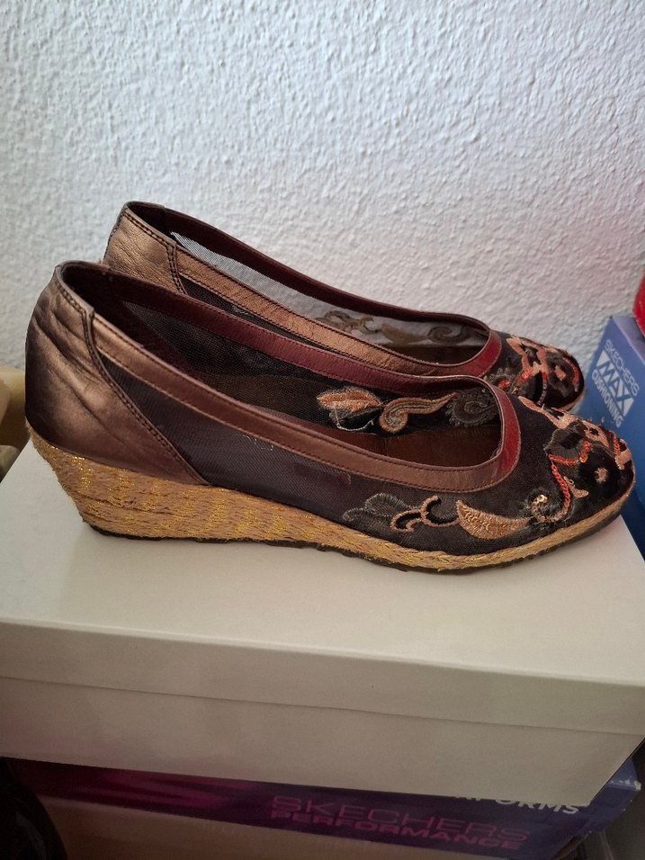 Aldino Kahverengi Nakışlı Kadın Dolgu Topuk Espadril - Görsel 2