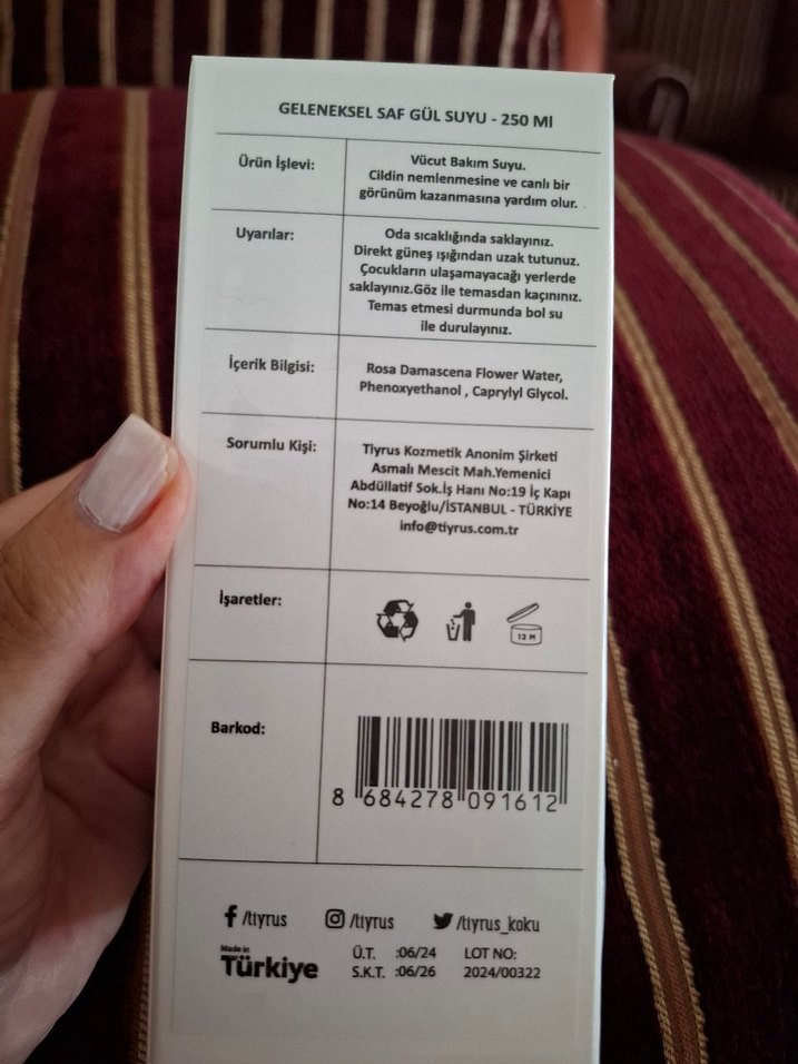 Tiyrus Geleneksel Gül Suyu Hidrosol 250 ml - Görsel 2
