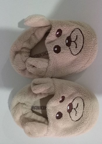 Çocuk Bej Peluş Ev Terliği - Görsel 2