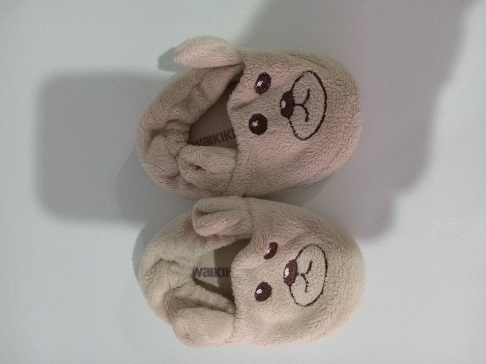 Çocuk Bej Peluş Ev Terliği - Görsel 2