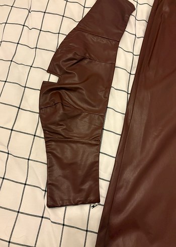 Bordo Deri Kadın Uzun Takım - Görsel 4