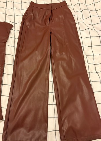 Bordo Deri Kadın Uzun Takım - Görsel 3