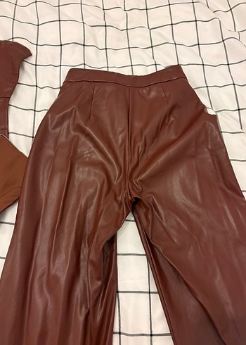 Bordo Deri Kadın Uzun Takım - Görsel 6