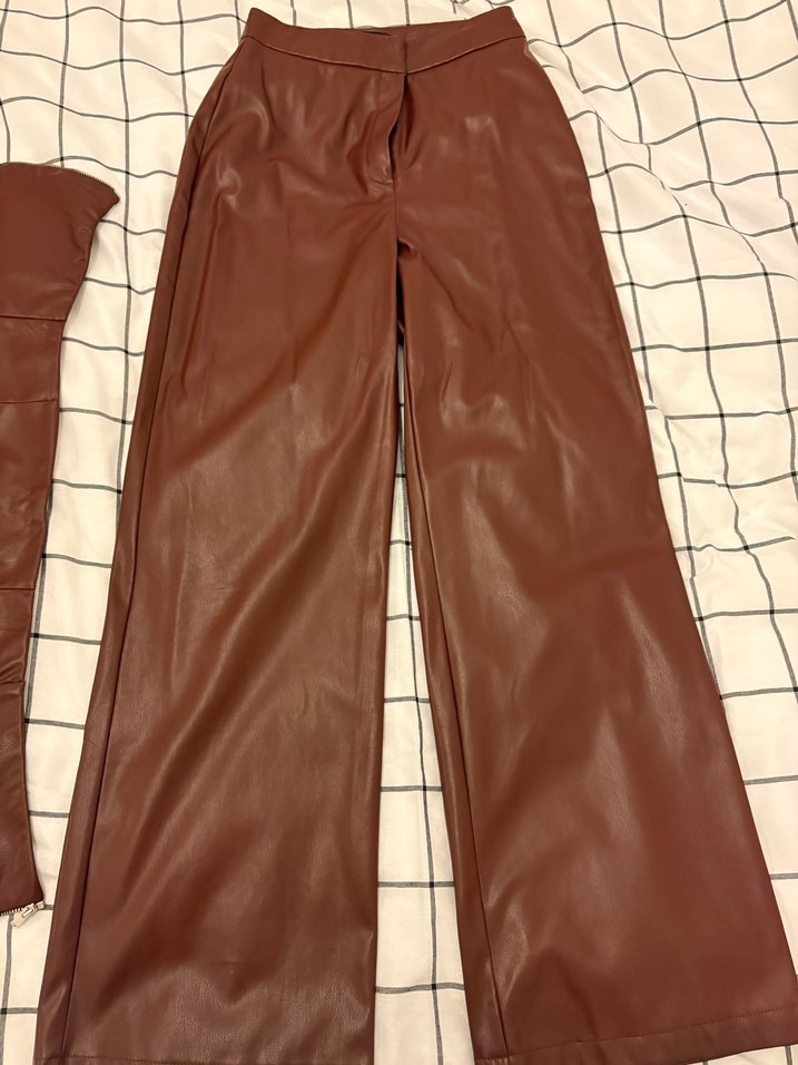 Bordo Deri Kadın Uzun Takım - Görsel 3