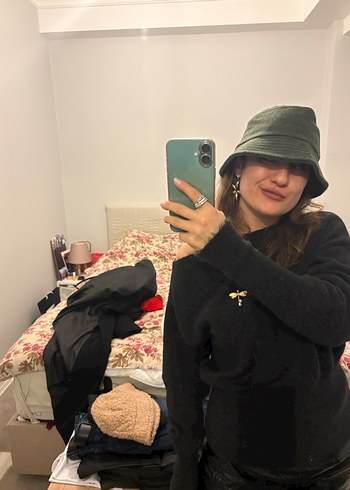 Koyu Gri Örgü Kadın Bere 3 adet - Görsel 4