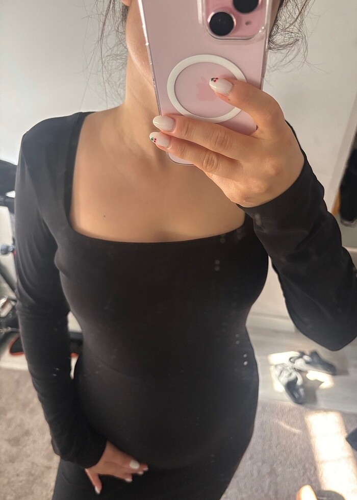 Likralı uzun elbise - Görsel 3