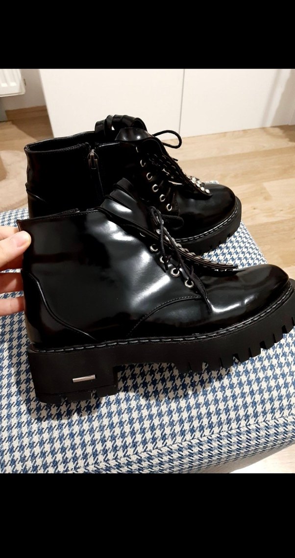 Siyah rugan,zımbalı,taşlı şık kadın bot - Görsel 5