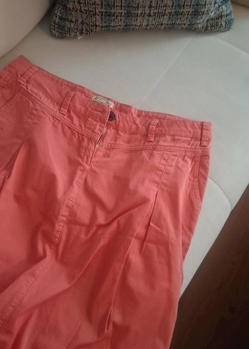 Pembe Keten Pilili Kadın Bermuda etek - Görsel 2