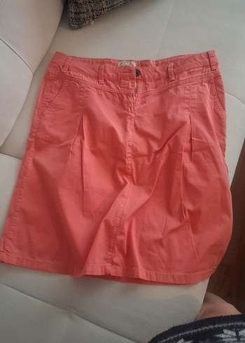 Pembe Keten Pilili Kadın Bermuda etek - Görsel 3