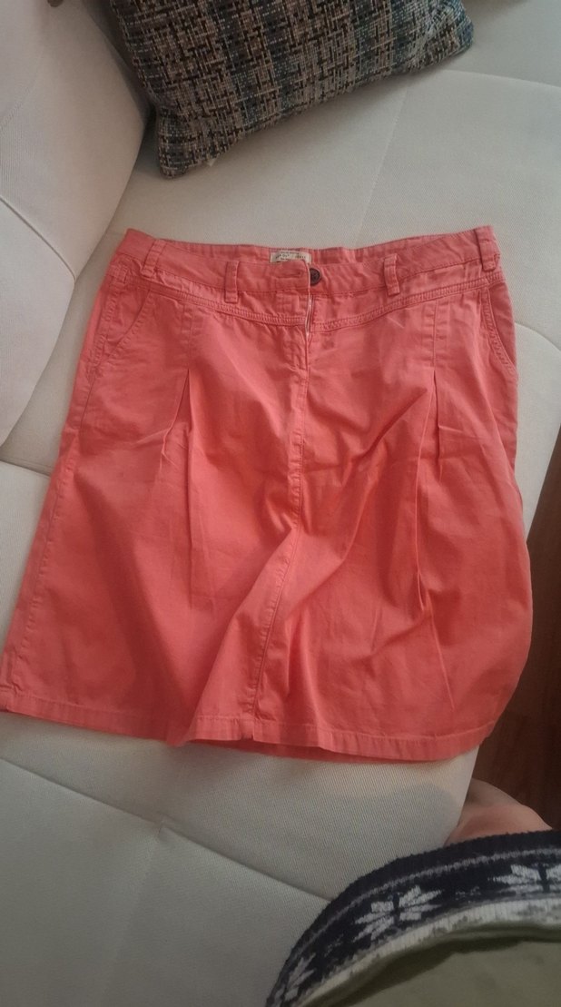 Pembe Keten Pilili Kadın Bermuda etek - Görsel 3