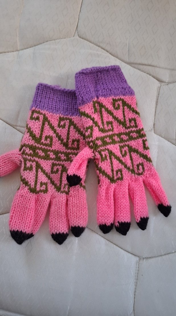 Renkli Örgü Kız Eldiveni - Görsel 3