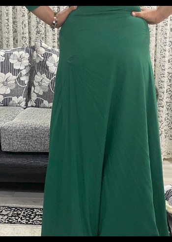 Yeşil Uzun Drapeli Abiye Elbise - Görsel 3