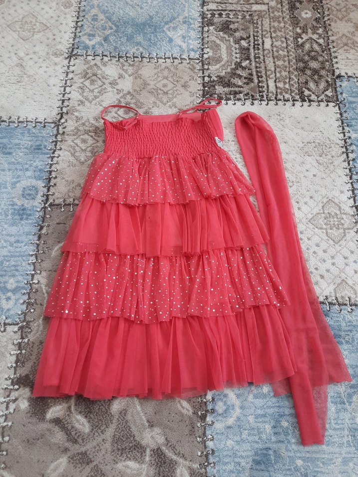 Kat Kat Fırfırlı Kız Çocuk Elbise - Görsel 4