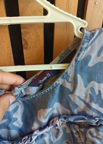 U.S Polo Assn. Mavi Gri Bağlama Desenli kiz cocuk Polo marka elbise