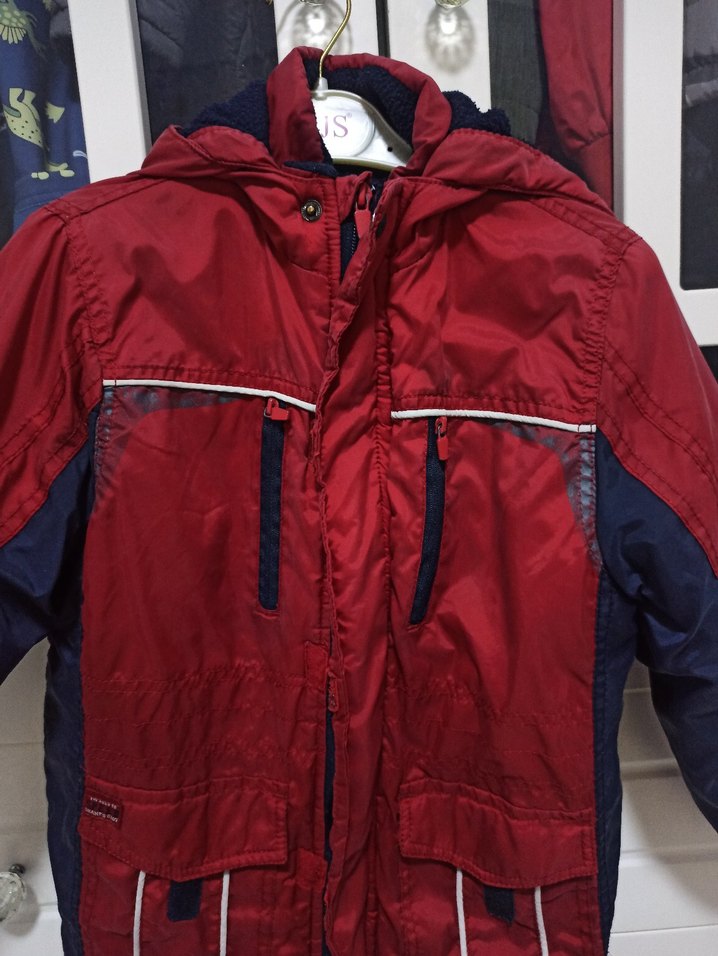 Koyu Kırmızı Fermuarlı Erkek Çocuk Mont - Görsel 3