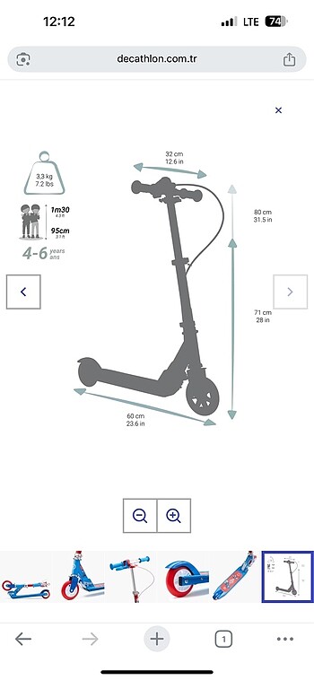 Beden mavi Renk Decathlon oxelo play5 scooter