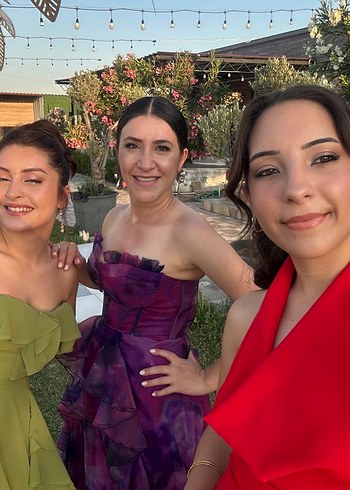 Mor Straplez Uzun Abiye Elbise - Görsel 4