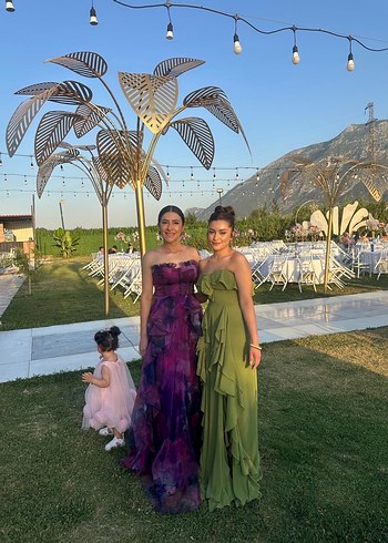 Mor Straplez Uzun Abiye Elbise - Görsel 3