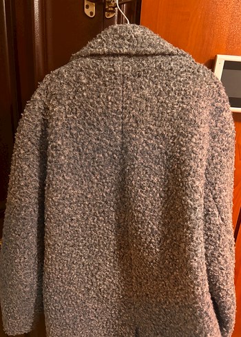 Düğmeli Gri Buklet Kaban - Görsel 5