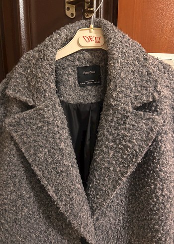 Düğmeli Gri Buklet Kaban - Görsel 4