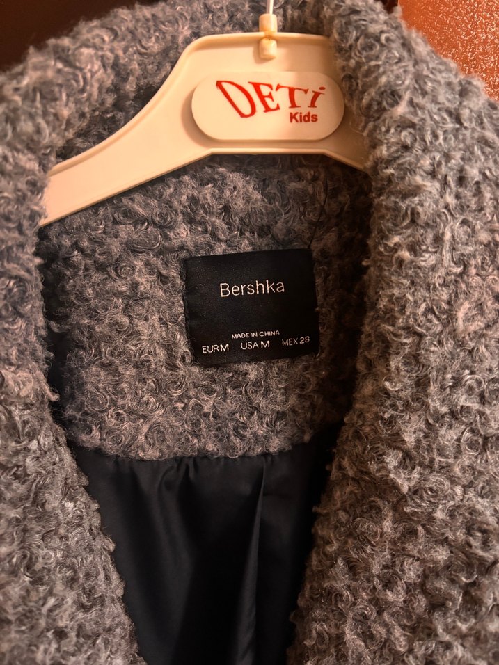 Düğmeli Gri Buklet Kaban - Görsel 3