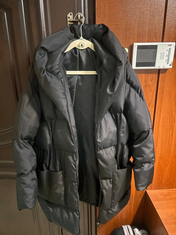 Siyah Midi Kadın Kışlık Mont Fermuarlı - Görsel 3