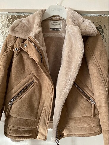 s Beden camel Renk Bershka biker ceket