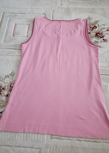 xl Beden Dantel Detaylı Pembe Çiçek Desenli Askısız Kadın Atlet