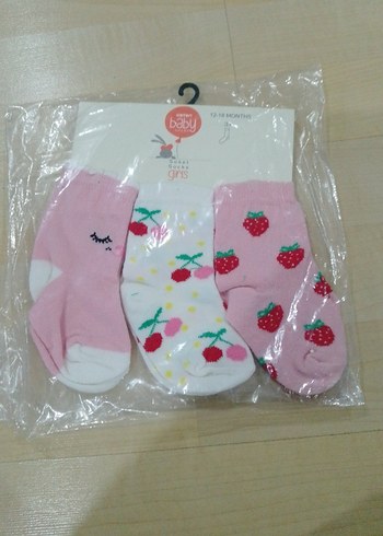 Kız Çocuk Pembe Pamuklu Desenli Çorap Seti - Görsel 2